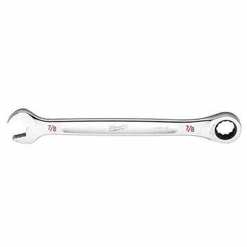 Wrench Corrosion-resistant Ratcheting Combination, Vanadium Steel, 7/8 In Size, Standard, 0 Deg Head, 11-7/8 In Oal