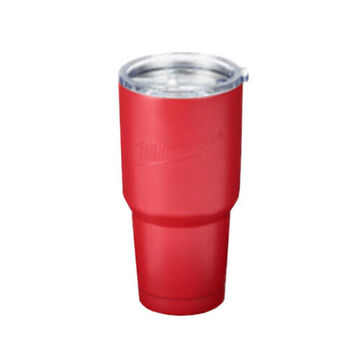 Tumbler, Stainless Steel, 30 oz Capacity, Red with Clear Lid