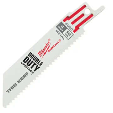 Blade Thin Kerf Reciprocating Saw, 10 Tpi, 2 In Wd X 4 In Lg X 0.035 In Thk, Bi-metal