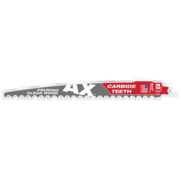 Blade Reciprocating Saw, Carbide Body Material, Carbide Cutting Edge Material, 3 Tpi, Rigid Teeth, 6 In