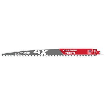 Blade Reciprocating Saw, Carbide Body Material, Carbide Cutting Edge Material, 3 Tpi, Rigid Teeth, 12 In, 1/pack