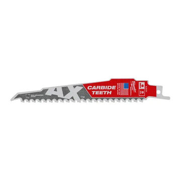 Reciprocating Saw Blade, Carbide Body Material, Carbide Cutting Edge Material, 5 TPI, Rigid Teeth, 12 in