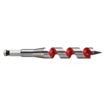 Bit Ship Auger, Hss Material, 3/8 In Dia, Right-hand Cut, 7/16 In Hex Shank, 3 In Flute Lg, 1 Wide Flute, 6 In Oal