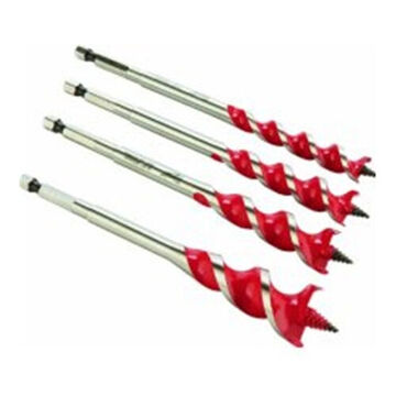 Wood Bit Set, Alloy Steel, 6 in Length, 1/4 in Hex Shank