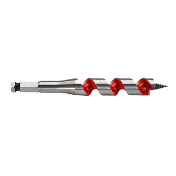 Bit Ship Auger, Hss Material, Silver Finish, Right-hand Cut, 7/16 In Hex Shank, 3 In Flute Lg, 1 Wide Flute, 6 In Oal, 11/16 In Dia