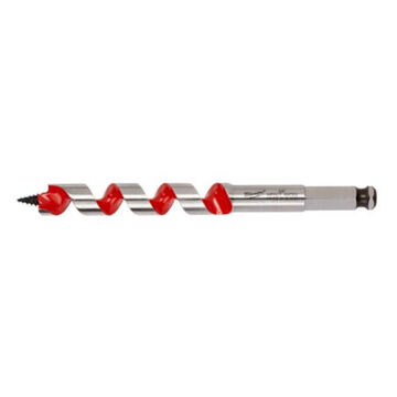Bit Spur Auger, Hss Material, Spiral Flute, 4 In Flute, 7/16 In Hex Shank, 5/8 In Dia, 6-1/2 In Oal