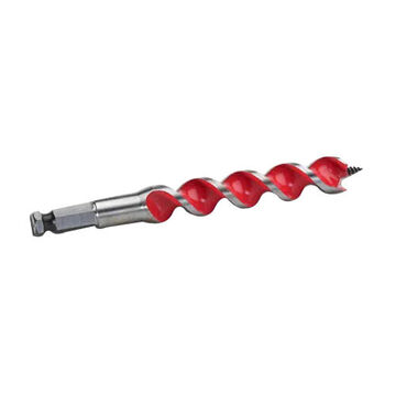 Bit Spur Auger, Hss Material, Twist Flute, 4 In Flute, 7/16 In Hex Shank, 3/4 In Dia, 6-1/2 In Oal