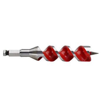 Bit Spur Auger, Hss Material, Twist Flute, 4 In Flute, 7/16 In Hex Shank, 1 In Dia, 6-1/2 In Oal