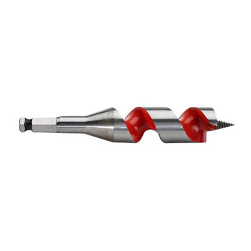 Bit Ship Auger, Hss Material, Silver Finish, Right-hand Cut, 7/16 In Hex Shank, 3 In Flute Lg, 1 Wide Flute, 6 In Oal, 1-1/16 In Dia