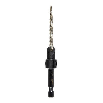 Countersink Hex Shank Drill Bit, 1/4 in Shank, 7.7 in lg, High Speed Steel