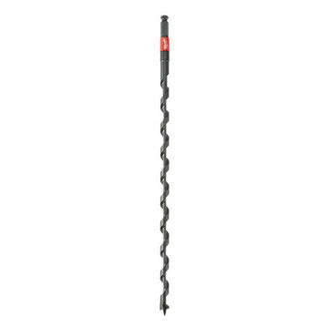 Drill Bit Lineman's Impact Auger Hex Shank, 7/16 In Shank, 9/16 In Dia, 18 In Lg, Steel