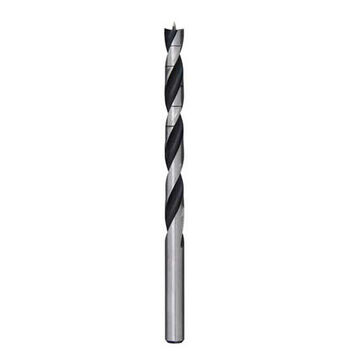 Brad Point Wood Drill Bit, Material HSS, Silver Finish, 3/16 in 3-Flat Shank, 3-1/2 in OAL, 3/16 in dia