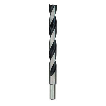 Brad Point Wood Drill Bit, Material HSS, 3/8 in 3-Flat Shank, 5-1/2 in OAL, 7/16 in dia