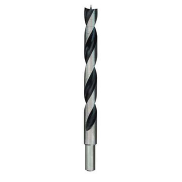 Brad Point Wood Drill Bit, Material HSS, Silver Finish, 3/8 in 3-Flat Shank, 6 in OAL, 1/2 in dia