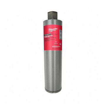 Drill Bit Wet Core, Cutting Edge Diamond Grit, 4 In Dia, 15 In Flute Lg, 15 In Cut Dp, 15 In Oal, Apply Material: Concrete