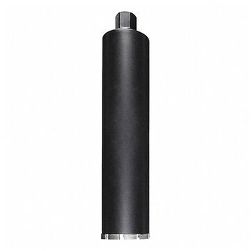 Drill Bit Wet Core, Cutting Edge Diamond Grit, 3-1/2 In Dia, 16 In Flute Lg, 16 In Cut Dp, 18-11/16 In Oal, Apply Material: Concrete, Rebar