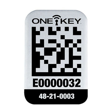 One-key Asset ID Tag, Metal, Black/White, 1 in x 0.6875 in