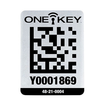 One-key Asset ID Tag, Metal, Black/White, 2 in x 1.5 in