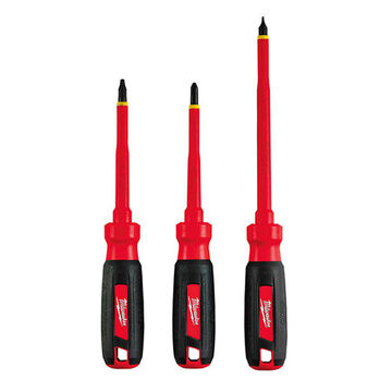 Screwdriver Set Insulated, Alloy Steel Shank, Plastic Handle, Alloy Steel Shank, Plastic Handle, Ergonomic Handle, 3 Pc