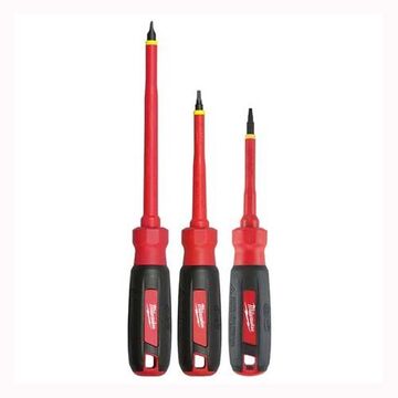 Screwdriver Set Insulated, Alloy Steel Shank, Plastic Handle, Alloy Steel Shank, Plastic Handle, Cushion Grip, Ergonomic Handle, 3 Pc