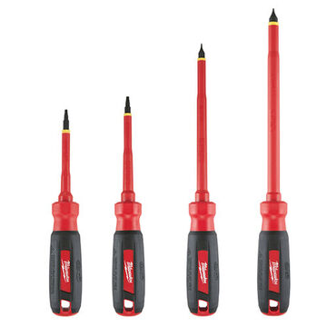 Screwdriver Set Insulated, Alloy Steel Shank, Plastic Handle, Alloy Steel Shank, Plastic Handle, Ergonomic Handle, 4 Pc