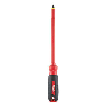 Screwdriver Insulated, Slotted 3/8 In Point Size, Alloy Steel Material, Chrome Plated Finish, Plastic Molded Grip Handle, 14 In Oal
