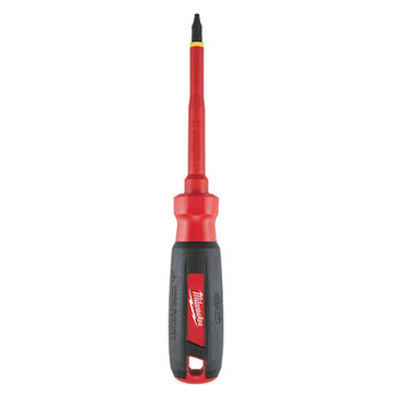 Screwdriver Insulated, Ecx #1 Point Size, Alloy Steel Material, Chrome Plated Finish, Plastic Molded Grip Handle, 8 In Oal