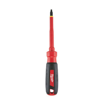 Insulated Screwdriver, ECX #2 Point Size, Alloy Steel Material, Chrome Plated Finish, Rubber Ergonomic Handle, 10 in OAL