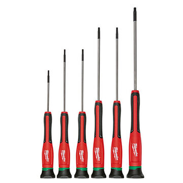 Screwdriver Set Precision, Alloy Steel Shank, Plastic Handle, Alloy Steel Shank, Plastic Handle, Ergonomic Handle, 6 Pc