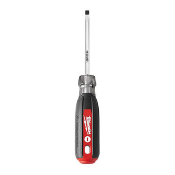 Screwdriver, Slotted 3/16 in Point Size, Alloy Steel Material, Chrome Plated Finish, Rubber Ergonomic Handle, 6 in OAL