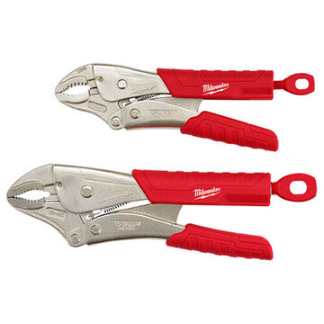 Plier Set Locking, 6 In Ergonomic Rubber Handle, Alloy Steel Jaw, Chrome Plated, Black, Red