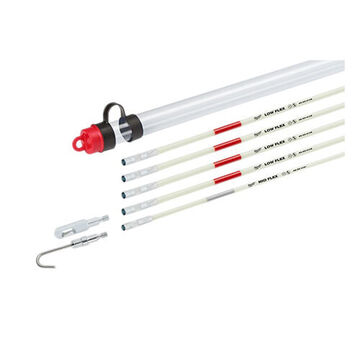 Fish Stick Combo Kit, Fiberglass, 5 ft lg Tool, Bullet Nose Tips, Hook, White