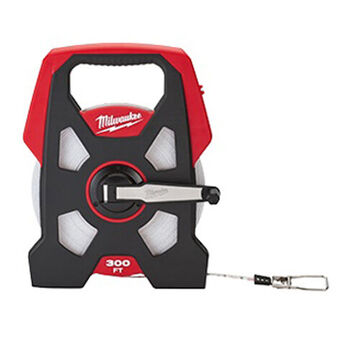 Tape Measure Magnetic Reel, Steel Blade, Manual Rewind, Slide Lock, Open Case, Nylon Case Material, Black, Red Color