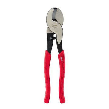 Cable Cutting Plier, Metal Jaw, 2-1/4 in oal, Ergonomic, Plastic Handle, 10 to 22 AWG Capacity, Red, Silver