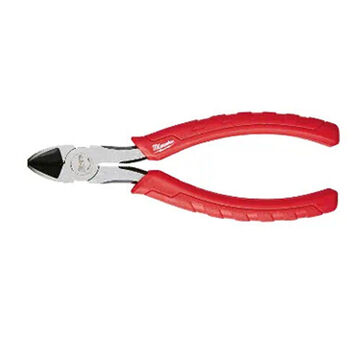 Comfort Grip Diagonal Cutting Plier, Steel, 3/8 in wd, 3/4 in lg Manual Jaw, Red, 3-3/4 in Standard Handle, Red