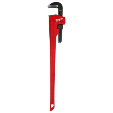 Straight Pipe Wrench, 6 in Capacity, Serrated, Steel Jaw