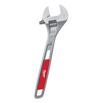 Adjustable Wrench, Alloy Steel, 1.75 in Wrench Opening, 15 in oal, Ergonomic Handle, Chrome Plated