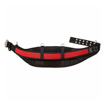 Padded Work Belt, 1680D Ballistic Nylon, 53 in Size, 7 in Belt wd, 19 in Belt lg, Triple Reinforced D-Ring Fastening Method, Black/Red Color