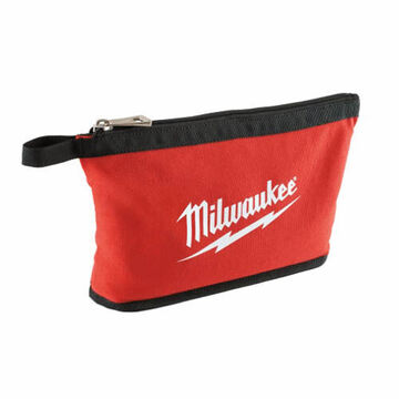 Zipper Heavy-Duty Pouch, Canvas, 0.25 in wd, 12.5 in lg, 8 in ht, Black, Red