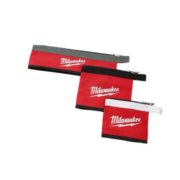 Pouch Multi-size Zipper, Canvas, Canvas Material, Red Color, 0.25 In Wd, 12.5 In Lg