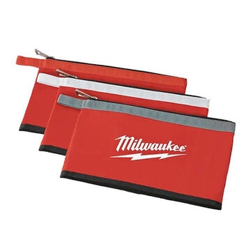 Pouch Zipper Closure, Canvas, Canvas Material, Red Color, 12-1/2 In Wd, 8 In Ht, 3/4 In Dp