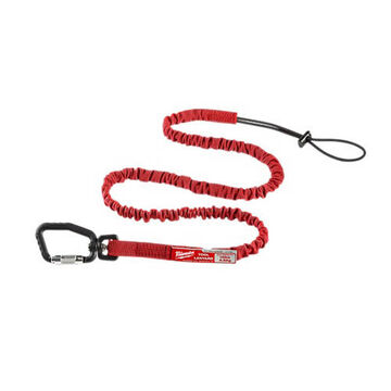 Tool Lanyard Extended Reach Locking, Nylon, Black, Red, 54-7/16 In Size, 54 In Working Length, 10 Lb Capacity