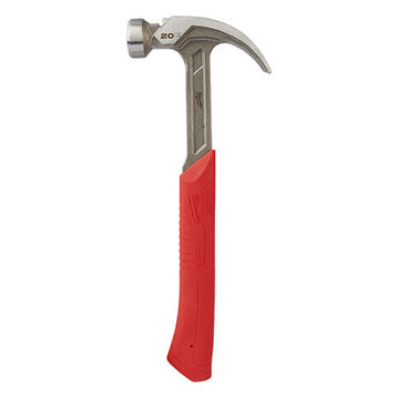 Curved Claw Hammer, Smooth Face Type, Head Weight: 20 oz, Forged Steel, 14.01 in OAL, I-Beam Handle