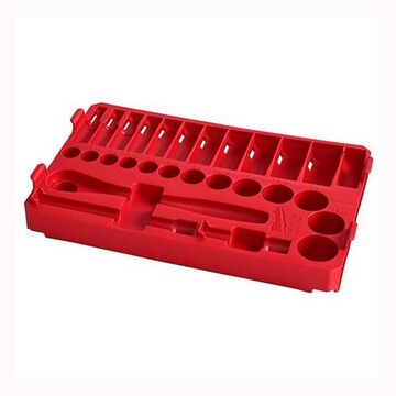 Plateau à cliquet et douilles, plastique, 12 rangées, capacité de 1 plateau, porte-outils 3/8 pouce, hauteur 1-5/8 pouce, 12 pouce lg, 7-11/16 pouce wd, rouge