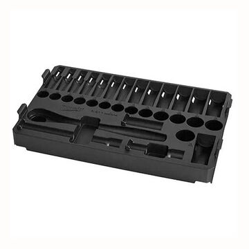 Ratchet and Socket Tray, Plastic, Floor, 12 in lg, 7-11/16 in wd, 1-5/8 in ht, Powder Coated, Black