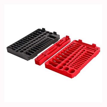 Tray Ratchet And Socket, Plastic, 1/4 In, 3/8 In Tool Holder, Black, Red