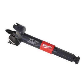 Drill Bit Selfeed Hex Shank, 7/16 In Shank, 1-3/8 In Dia, 5 In Lg, Hardened Steel