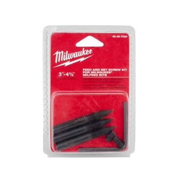 Screw Kit Feed And Set, Metal, 3 In Lg, For Electric Large Self Feed Bit 3 To 4 5/8 In, Black