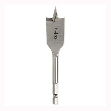 Spade Boring Bit, HSS, 7/8 in Dia, Flat Flute, 1.75 in Flute, 4-1/2 in OAL