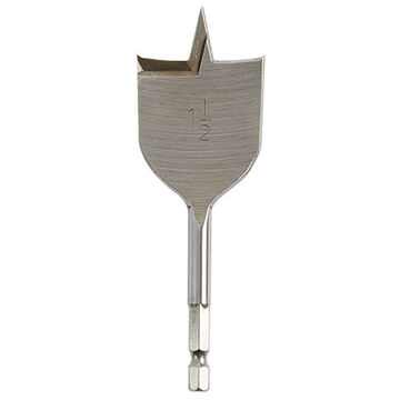 Bit Spade Boring, Hss, 1-1/2 In Dia, Flat Flute, 2.25 In Flute, 4-1/2 In Oal